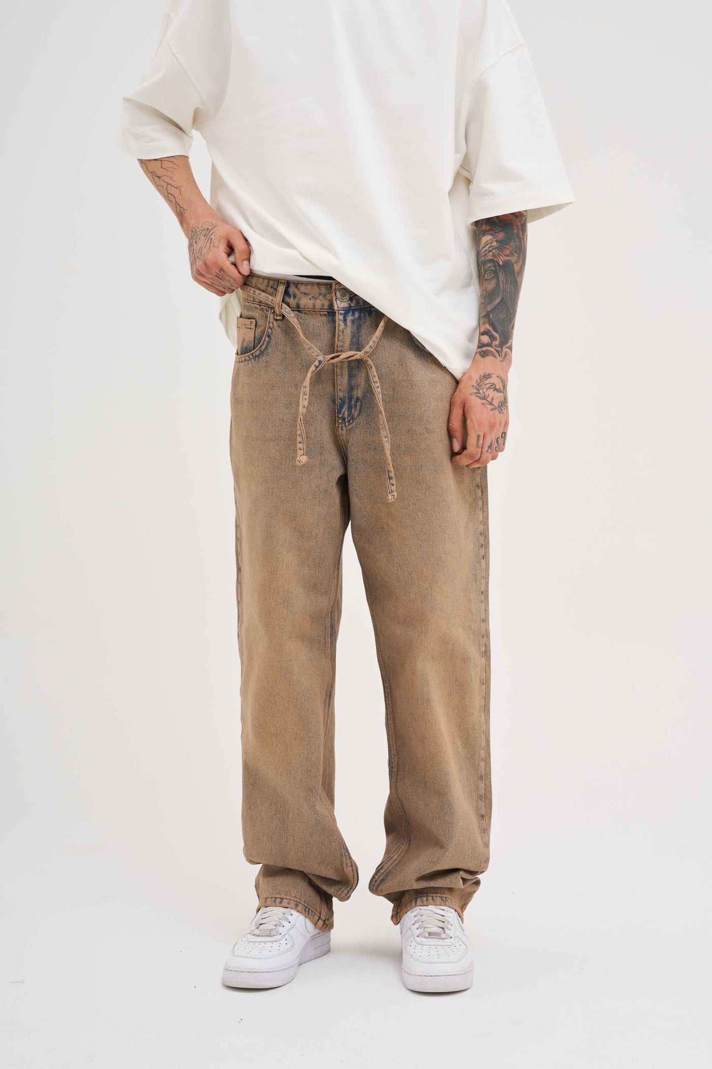 شلوار جین بگی رنگ Dark Beige برند مچینیست MACHINIST