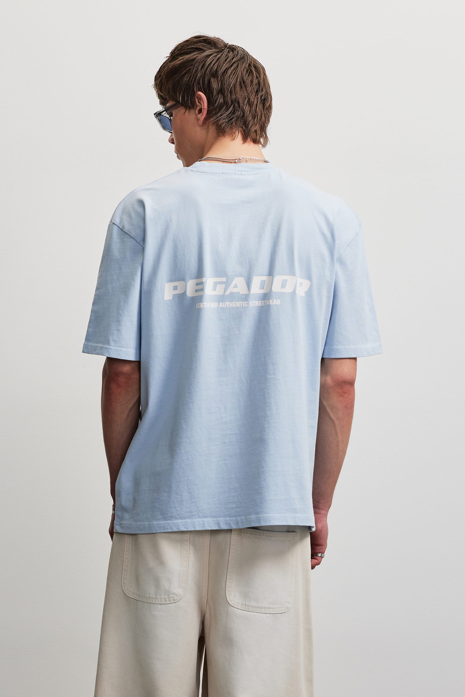 تیشرت پشت لوگو رنگ Washed Ocean Blue برند پگادور PEGADOR
