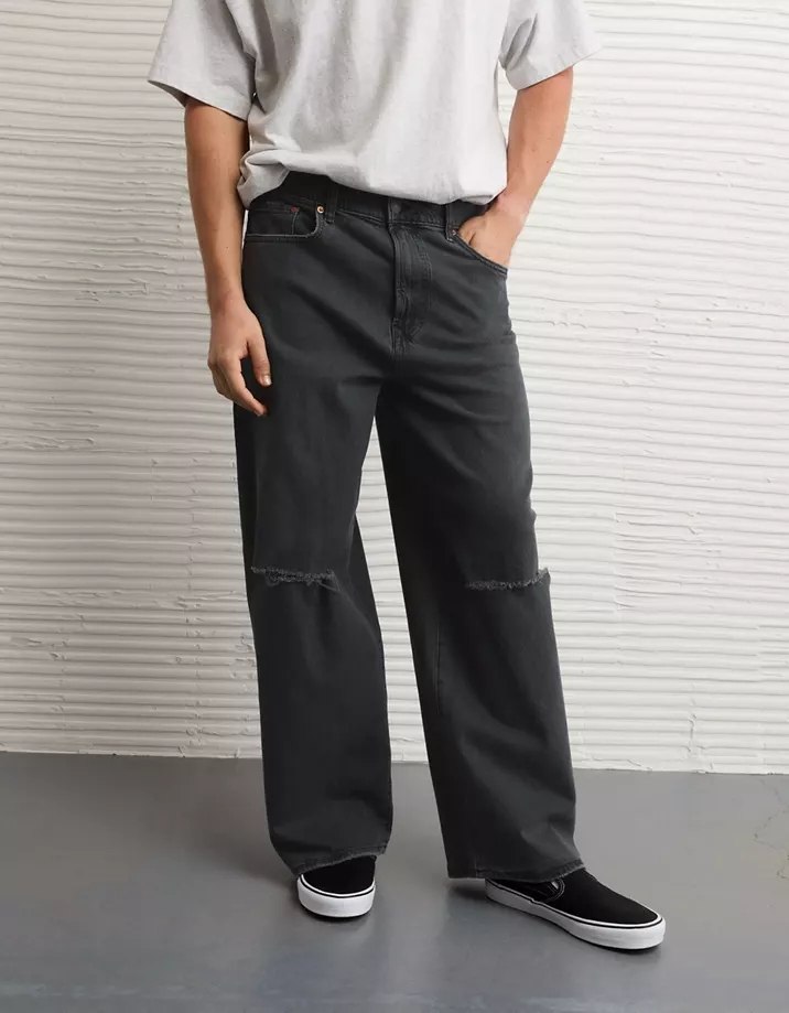 شلوار جین Ultra Baggy زانو زاپ رنگ زغالی برند امریکن ایگل American Eagle