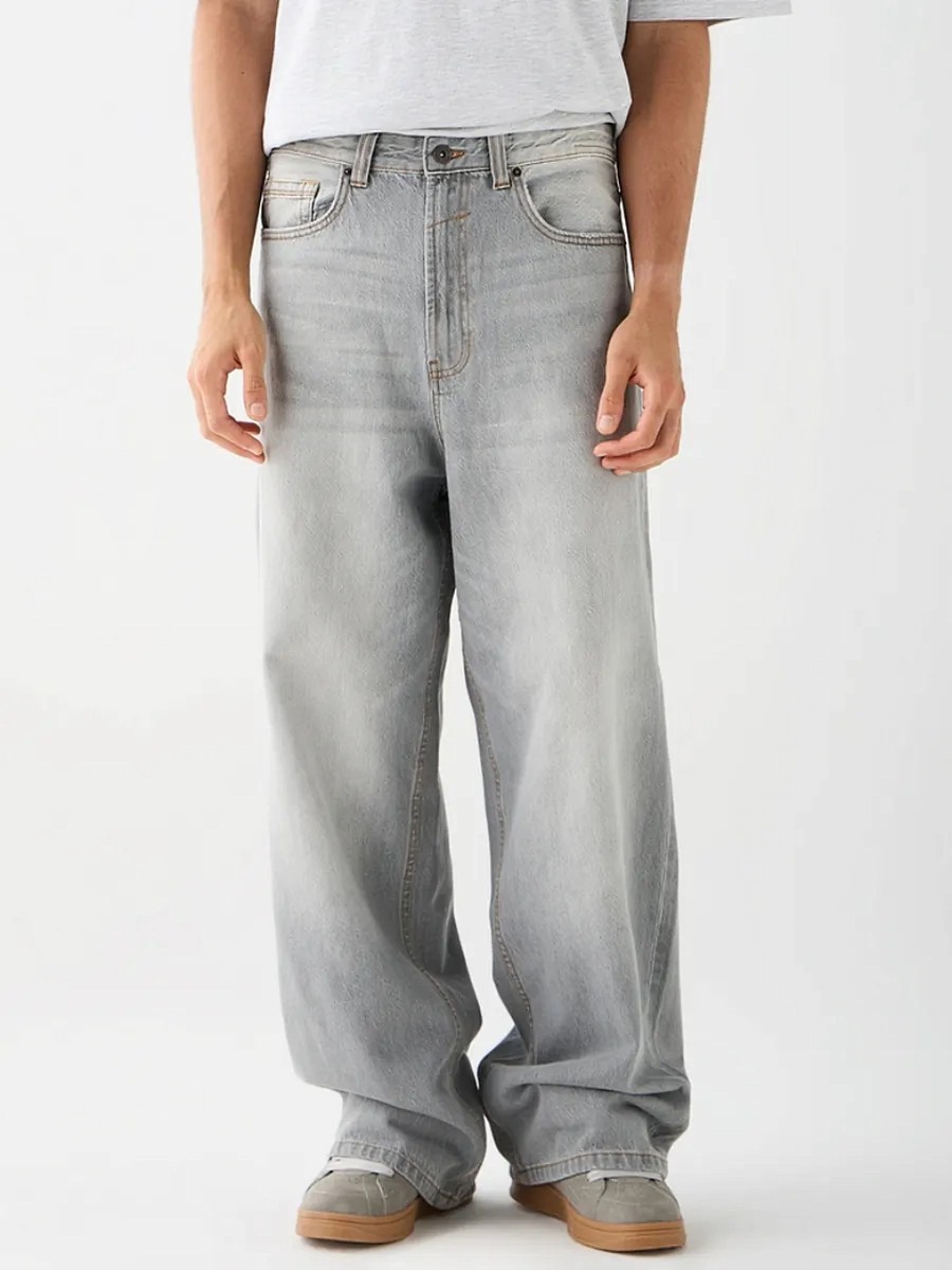 شلوار جین Wide leg Baggy رنگ طوسی روشن برند ECRU