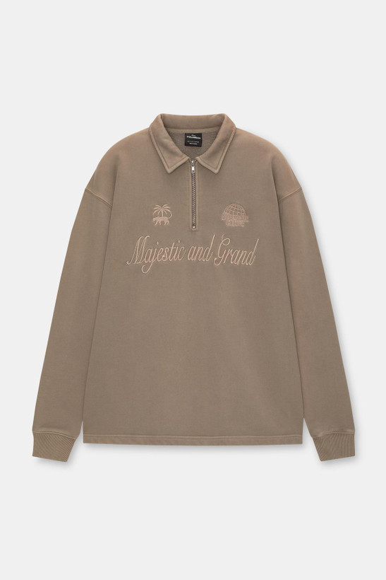 دورس نیم زیپ باکسی رنگ Khaki سنگشور برند پول اند بیر PULL&BEAR