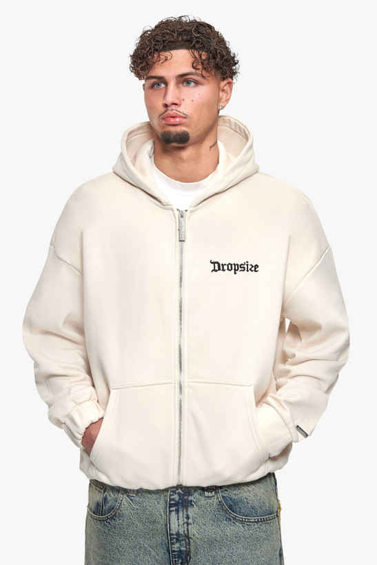سوبشرت بیسیک گرم بالا لوگو گلدوزی رنگ کرم شیری برند دراپسایز DROPSIZE