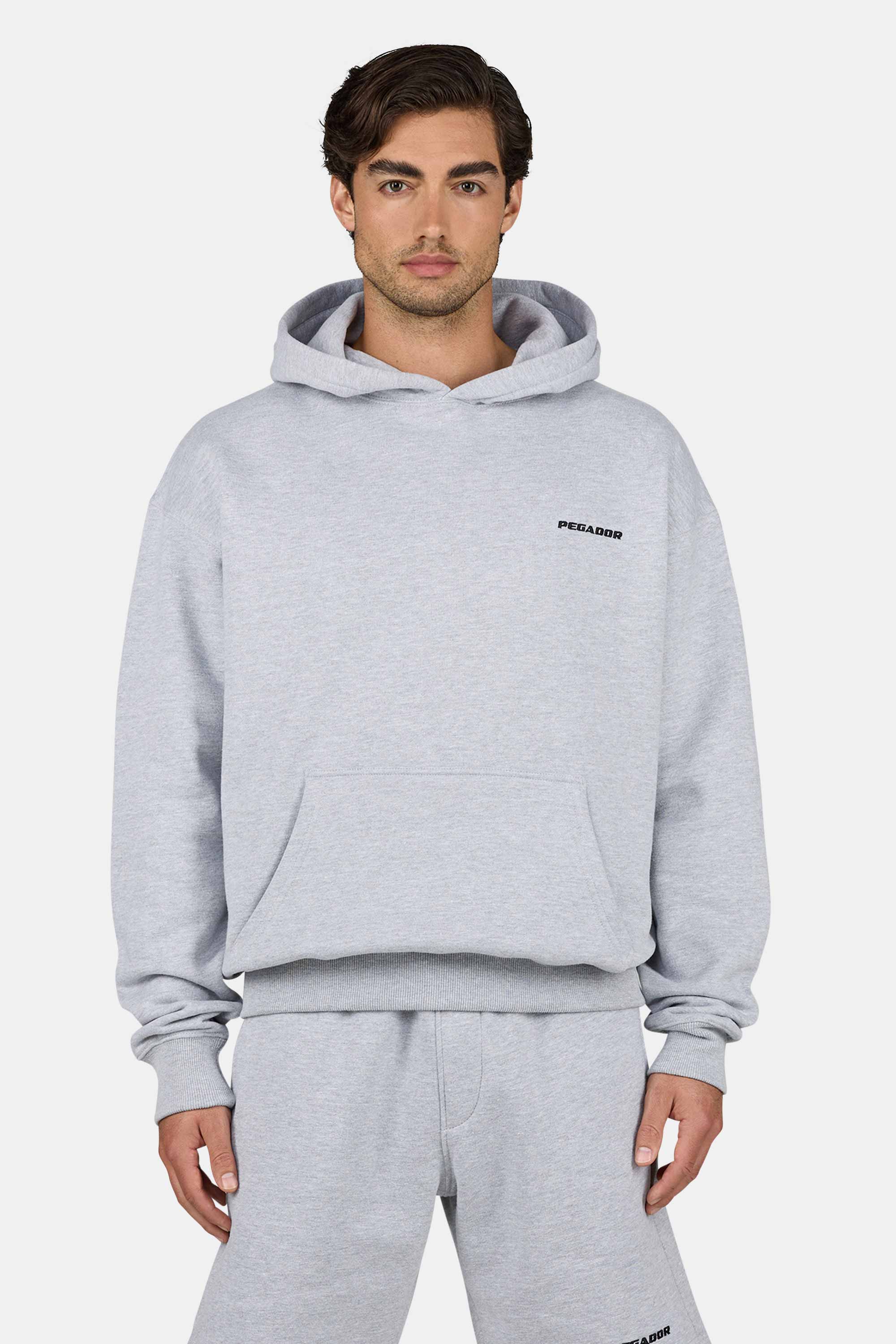 هودی بیسیک اورسایز رنگ Heather Grey برند پگادور PEGADOR