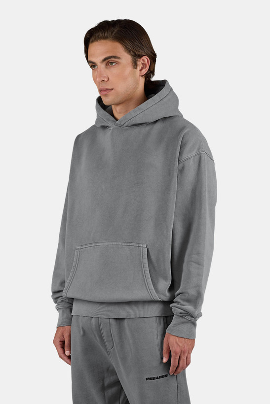 هودی بیسیک اورسایز بدون لوگو رنگ Vintage Grey برند پگادور PEGADOR