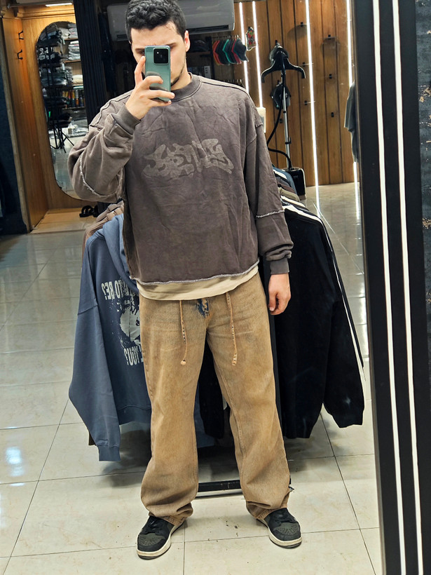 دورس باکسی رنگ قهوه ای سنگشور برند پول اند بیر PULL&BEAR